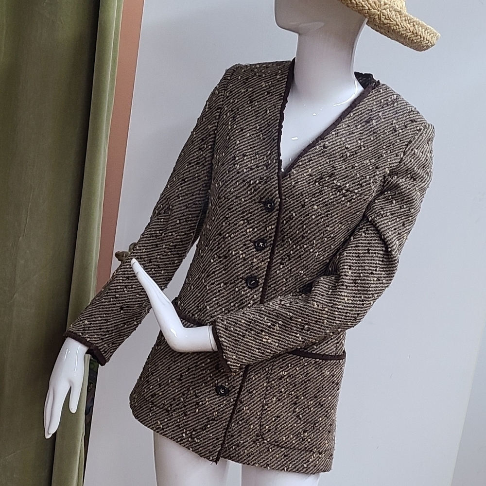 Valentino Miss V Brown Button Down Blazer